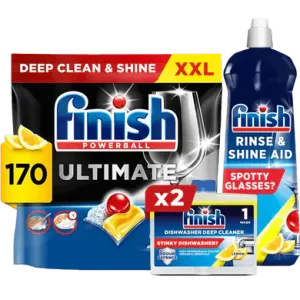 Ultimate Clean And Shine Kit Lemon: Ultimate Dishwasher Tablets, Dishwasher Cleaner, and Rinse And Shine Aid